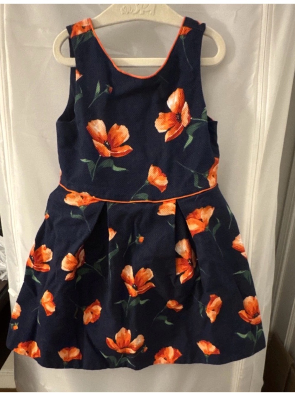 Janie and Jack Navy Dress with Orange Floral Print